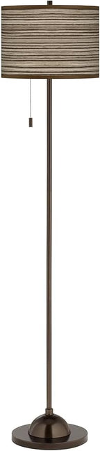 Cedar Zebrawood Bronze Club Floor Lamp with Print Shade