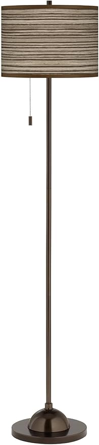 Cedar Zebrawood Bronze Club Floor Lamp with Print Shade