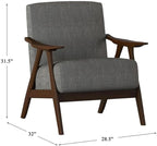 Lexicon Mid Century Modern Accent Chair with Solid Wood Frame in Walnut Finish, Upholstered Living Room Lounge Arm Chair, Thick and Comfy Innerspring Seat Cushion, Linen-Look Fabric, Gray