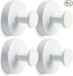 Reusable Heavy Duty Suction Cup Hooks for Kitchen/Bathroom/Shower - Wet-Proof Hooks for Towels, Robes, Loofah&Wreaths/No Drill Mounting on Glass, Tile, Metal (4, White)