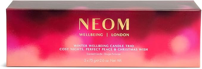 NEOM- Winter Wellbeing Candle Trio Gift Set I 3 x 75gram Candles I 100% Natural Fragrance I Cosy Nights, Christmas Wish & Perfect Peace Candles