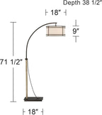 Franklin Iron Works Gentry Industrial Rustic Farmhouse Arc Floor Lamp with USB Charging Port 71 1/2" Tall Oil Rubbed Bronze 2-Light Oatmeal Fabric Drum Shade for Living Room Reading Bedroom Office