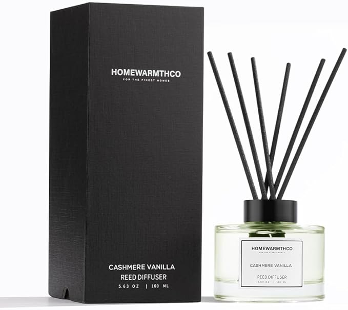 Cashmere Vanilla Reed Diffuser Set - Luxury Fragrance Reed Diffusers for Home, Office & Bathroom Décor - Long Lasting Scent Sticks Diffuser with Non-Toxic Oils (5.63 oz) (Cashmere Vanilla)