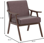 Accent Chair with Microfiber Upholstery and Solid Wood Frame, Classic Mid-Century Modern Living Room Furniture for Extra Seating, Dark Brown