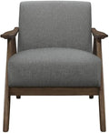 Lexicon Mid Century Modern Accent Chair with Solid Wood Frame in Walnut Finish, Upholstered Living Room Lounge Arm Chair, Thick and Comfy Innerspring Seat Cushion, Linen-Look Fabric, Gray