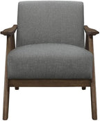 Lexicon Mid Century Modern Accent Chair with Solid Wood Frame in Walnut Finish, Upholstered Living Room Lounge Arm Chair, Thick and Comfy Innerspring Seat Cushion, Linen-Look Fabric, Gray
