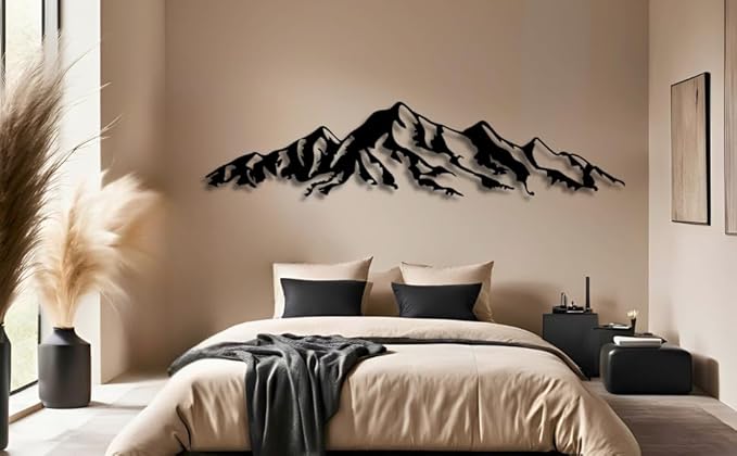 Vailla Mountain Wall Art Decor Wall Hanging Sculpture Modern Home Decoration Nature Wall Decor Large Wooden Art 3D Textured Sculptures for Living Room Bedroom Office Dinnig Room