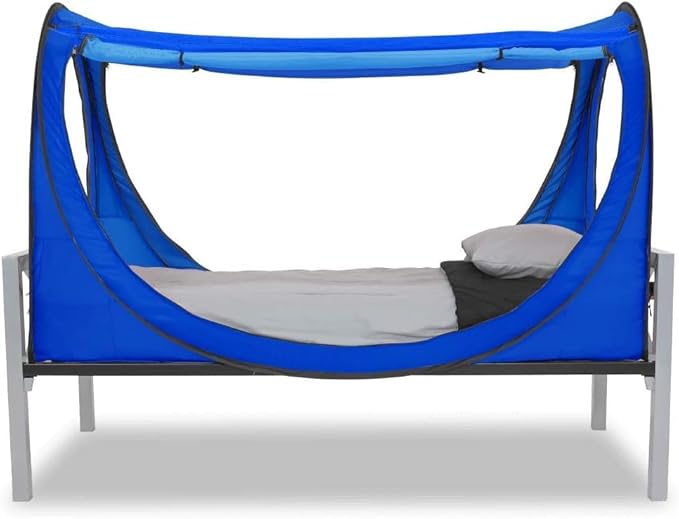 Privacy Pop up Eclipse Bed Tent Bed Drapes (Blue, Twin)