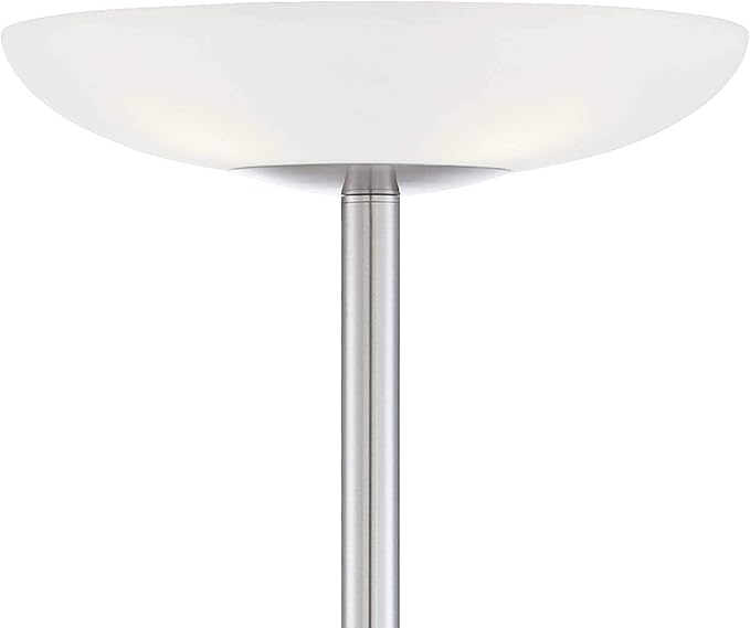 Possini Euro Design Meridian Modern Torchiere Floor Lamp Standing LED 4-Light 72" Tall Brushed Nickel Silver White Frosted Glass Shade Decor for Living Room Reading House Bedroom Office