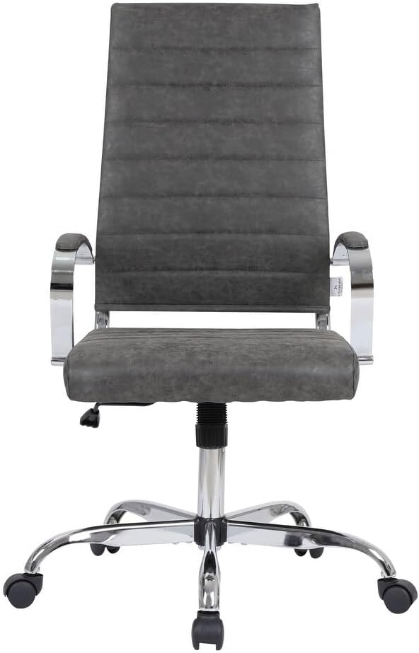 LeisureMod Benmar Modern High Back Leather Office Chair with Adjustable Height, Swivel Base, Ergonomic Design for Home Office, Study, or Workspace(Charcoal, Pallet/30pcs.)