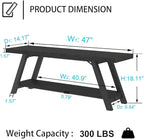 LVB Black Bench, Modern Storage Bench for Bedroom, Wood Metal Entryway Bench for Hallway Dining Living Room, Famrhouse Shoe Rack Indoor Accent Seating Benchs for Foyer Entrance, Black Oak 47 Inch Long