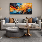 Abstract Canvas Wall Art Blue Orange Black Canvas Prints Modern Living Room Bedroom Home Office Wall Decor Framed Artwork Size 24x48