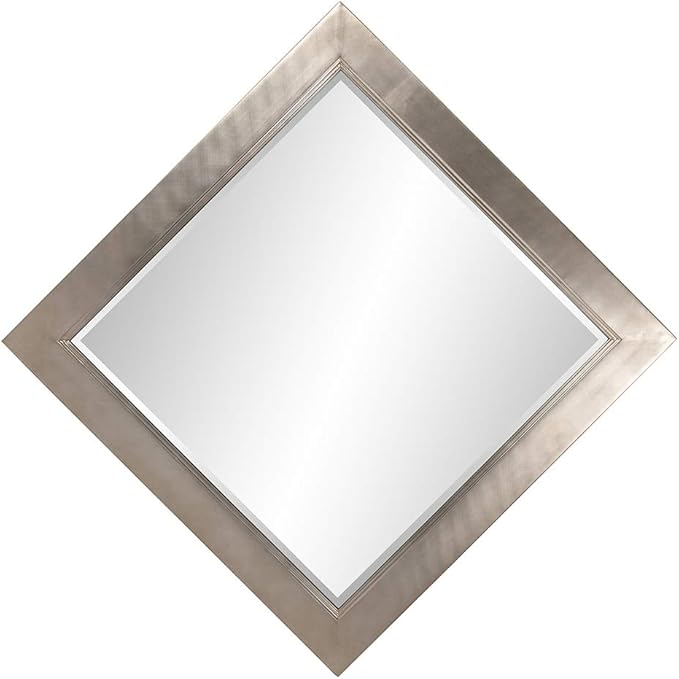 Howard Elliott Millenium Hanging Square Mirror for Wall, Beveled Edges Mirror with Silver Leaf Finish, Accent Mirror Home Décor Vanity Mirrors for Living Room & Entryway, 40 x 40 Inch