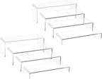Acrylic Display Riser Stand,5mm Thickness, 12'' Length Tier Display Stands, Thickened to 0.2''(5mm) Acrylic Shelf Risers for Perfume Display,Risers for Buffet Table,Cupcake Stand,Pop Figurines,Tumbler,Food,8Pcs