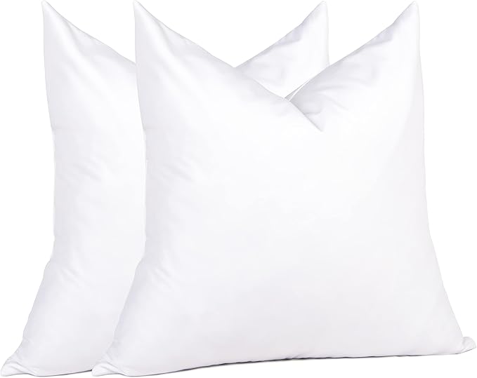 puredown® Feathers Throw Pillow Inserts Set of 2 for Couch, Recliner, Bed Decor, Square, 16 x 16 inch