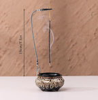 Incense Burner with Calabash Incense Stick Holder - Porcelain Charcoal Censer for Use with Resin Granular Powder Cone or Coil Incense (Fambe Gray)