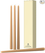 12-Inch Tall Dripless Taper Candles Set of 4 - Beige Tapered Candles, Perfect for Christmas - Smokeless, Unscented, Long Burning - Hand Poured, Colored Tall Candlesticks - Beige