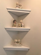 ZGZD White Corner Shelf Wall Mounted Storage Display Shelves for Home Decor, Set of 2