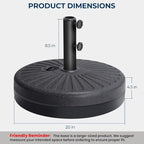 HOMSHADE 80lbs Patio Umbrella Stand, H12 Heavy Duty Base for Outdoor Market Umbrella, Fillable Weights with High-Density HDPE Material for Outside Patio(Black,Round)