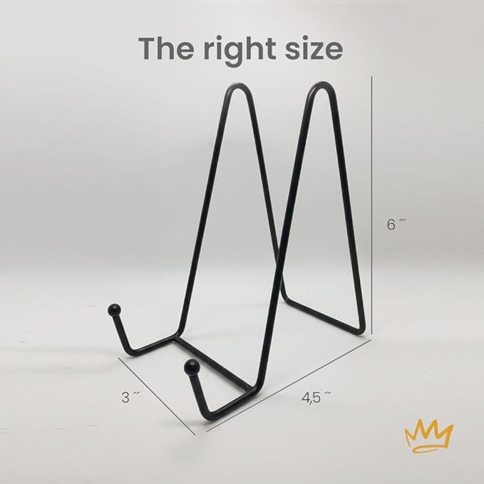 KINGDOM SOLUTIONS 6" 2-Pack Metal Stands Black – Book Stand – Sturdy Plate Holder for Art, Pictures, Books, Frames, and Decorative Displays