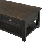 Martin Svensson Home Solid Wood Coffee Table, Black with Brown Top