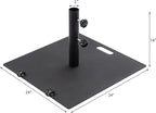 Heavy Duty Patio Umbrella Base with Wheels, Outdoor Umbrella Stand for Market Umbrellas, Square Steel Base, Wind-Resistant, Sturdy for Deck, Poolside, Balcony, Black