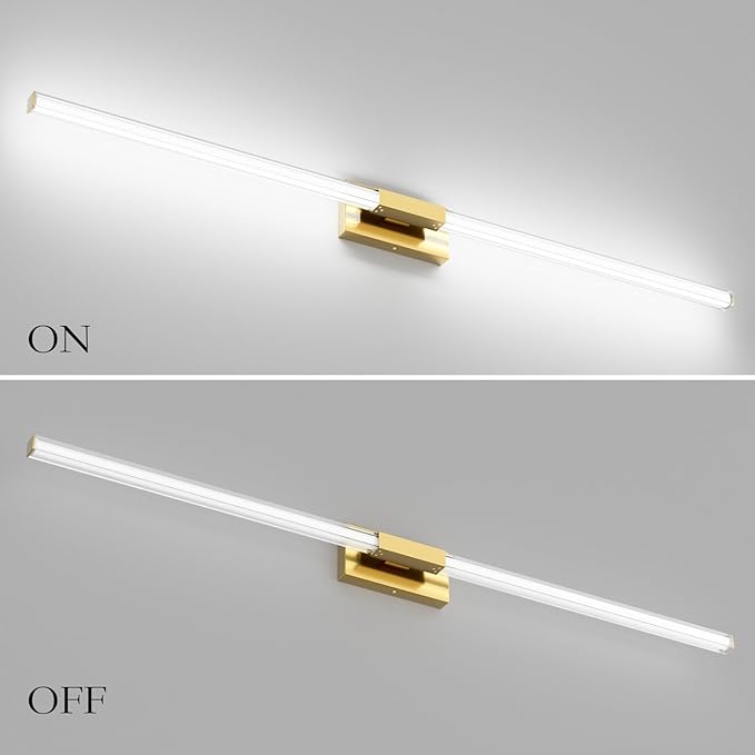 Ralbay 59inch Gold Vanity Light for Bathroom Lighting Bar 42W Gold Bathroom Wall Mounted Lighting Fixtures Over Long Mirror(5500K White Light)