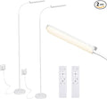 FRIDEKO HOME 2 Pack LED Floor Lamps with Remote, Dimmable Bright Reading Lamp for Crafts, Painting, Office, Bedroom, Flexible Gooseneck Standing Light, 4 Color Temperatures 1800LM Touch Control,White