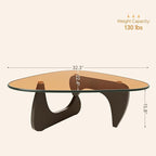 Coffee Tables Glass Small Farmhouse Coffee Table Mid-Century Modern Wood Center Table for Living Room, Black Brown, 32 Inch