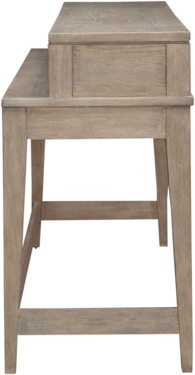 Liberty Furniture Brentwood Console Bar Table with AC, USB Charging Station for Living Room - Sandstone Oak Wood