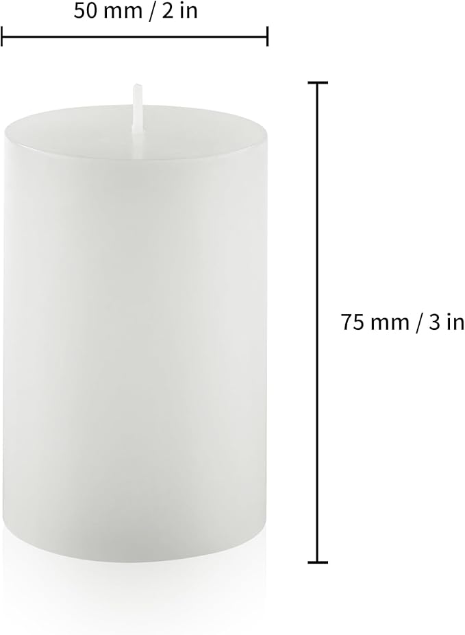 Housecret 50 Pack 2" D x 3" H (20 Hour Burn Time) White Unscented Pillar Votive Candles, Hand Poured Wax Candle Ideal Gifts for Weddings Birthdays Christmas Holidays Party