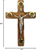 Holy Land Market Olive wood Cross from Bethlehem with a Certificate and Lord prayer card (6.2 Inches), Brown