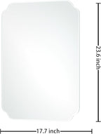 Bathroom Mirrors for Over Sink, Frameless Mirrors for Wall, 24x18 Inch Beveled Bathroom Mirror, Bathroom Vanity Mirror for Bedroom Living Room Entryway Home Decor