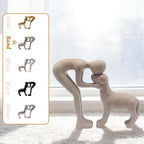 Human and Dog Statue Decoration, Cute Pet Sculpture Home Decor Tabletop Ornament Figurines Office Living Room Bedroom Home, for Dog Lovers Friends Family Decoration, Sandstone Color