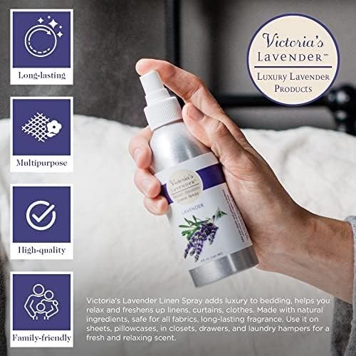 Victoria's Lavender Linen Spray - Aromatherapy Pillow Mist & Linen Spray for Bedding, Soothing Lavender Essential Oil Pure Blend for Bed & Pillows, Relaxing, Handmade in the USA - 2 Pack, 8 oz