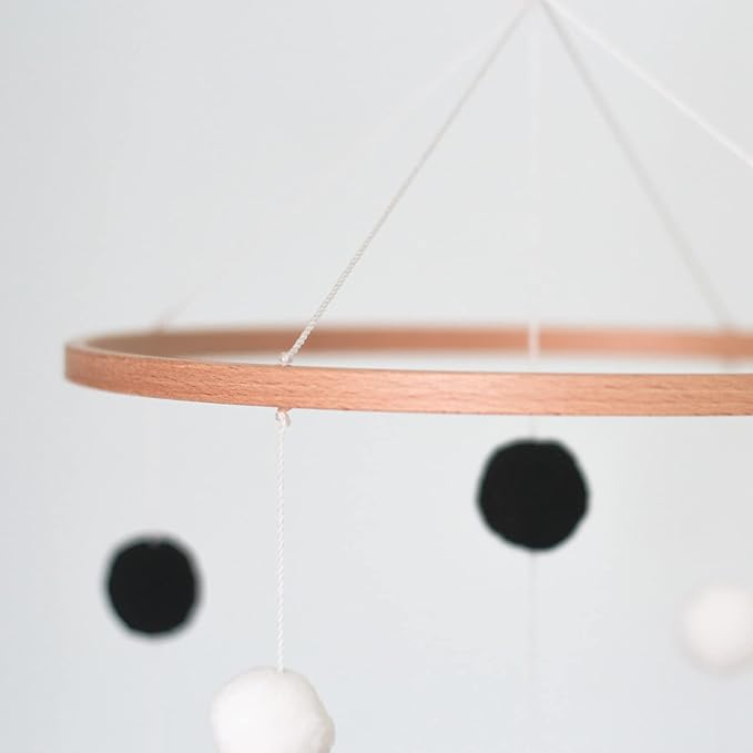 Montessori Mobile, Black and White Baby Crib Mobile, Neutral Nursery Mobile Decoration for Pack N Play, for Baby Boy & Girl, Sun, Moon, Star, Snow, Cloud