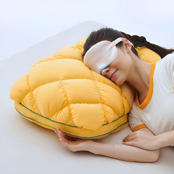 Luxury Hotel Pineapple Cloud Pillow, 3 Heights Plush Supportive Pillow for Back Side Sleepers, Machine Washable Premium Fiber Fill Decorative Throw Pillow (Yellow, Low Pillow)