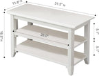 Shoe Rack Bench for Entryway with Storage, 32", 3-Tier Wooden Shoe Bench for Hallway, Front Door, Entrance, White