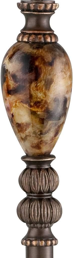 Kathy Ireland Mulholland Rustic Vintage Swing Arm Floor Lamp Standing 61" Tall Bronze Marble Font Ivory Faux Silk Drum Shade Decor for Living Room Reading House Bedroom Home Family Office