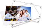 ILYXY 2 Pack Acrylic Frame 4x4, 20% Thicker, 20mm Thick Frameless Clear Picture Frame, Double Sided Magnetic Photo Frame, Free Standing Desktop Display Stand Acrylic Picture Frames