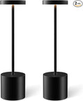Cordless Table Lamp Set of 2, Rechargeable 5000mAh Battery Powered Outdoor Table Lamps, Portable LED Desk Lamp, 3 Color Dimmable Light for Restaurant, Patio, Bedroom, Bedside Night Lamp(Black)