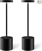 Cordless Table Lamp Set of 2, Rechargeable 5000mAh Battery Powered Outdoor Table Lamps, Portable LED Desk Lamp, 3 Color Dimmable Light for Restaurant, Patio, Bedroom, Bedside Night Lamp(Black)
