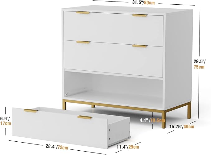 Anmytek White Dresser for Bedroom, 3 Drawer Dresser with Spacious Storage Modern Wood Chest of Drawers for Bedroom Living Room Hallway H0074