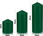 Pillar Candles 3 x 4, 6, and 8 inches, Large Handmade Candles Set of 3, Green Decorative Candles for Wedding, Home Decoration, Dinner, Church
