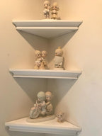 ZGZD White Corner Shelf Wall Mounted Storage Display Shelves for Home Decor, Set of 2