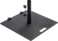 Heavy Duty Patio Umbrella Base with Wheels, Outdoor Umbrella Stand for Market Umbrellas, Square Steel Base, Wind-Resistant, Sturdy for Deck, Poolside, Balcony, Black