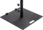 Heavy Duty Patio Umbrella Base with Wheels, Outdoor Umbrella Stand for Market Umbrellas, Square Steel Base, Wind-Resistant, Sturdy for Deck, Poolside, Balcony, Black