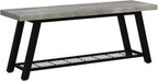 Grey Storage Bench Industrial Rustic Wooden and Metal Entryway Shoe Boots Storage Rack Long Bench Seat for Hallway Bedroom Rustic Farmhouse Style