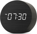 Wooden Alarm Clock Led Aesthetic Modern Alarm Digital Led Light for Desk with Large Display Elegant Aesthetic Gift (Black)