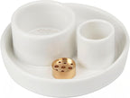 4 in 1 Incense Holder, Ceramic Incense Stick and Palo Santo Holder,Sage Holder for Burning- 4.25" Ceramic Ash Catcher Tray for Meditation and Yoga Room (White)